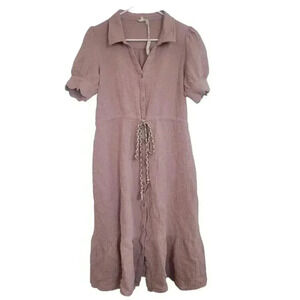 Hem & Thread Women's Turkish Rose Cotton Gauze Drawstring Scalloped Sleeves Butt